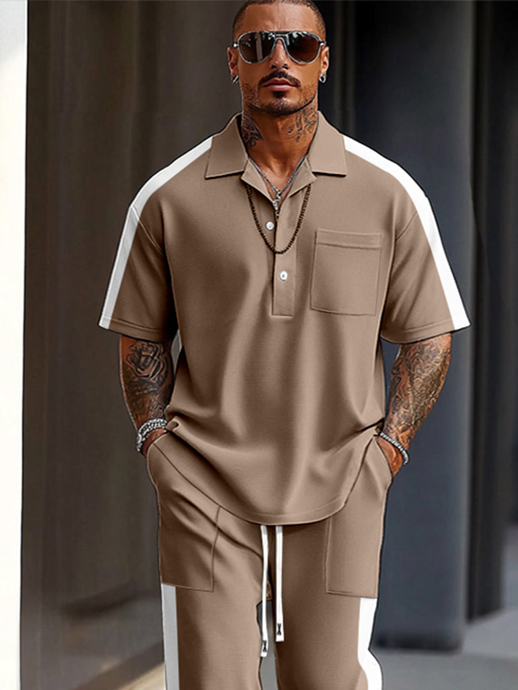 Casual Color-Blocking Sports Set