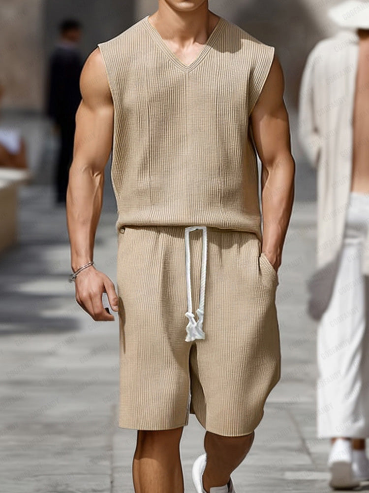 Comfort Stripe Textured Casual Set