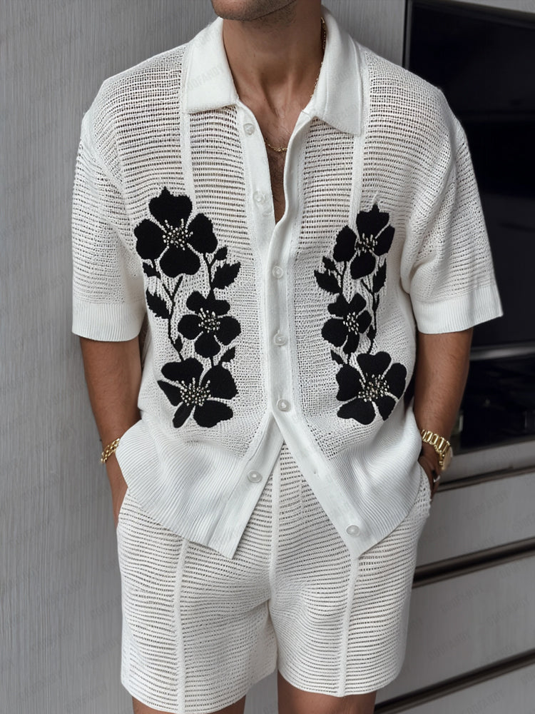 Modern Art Floral Knit Matching Set