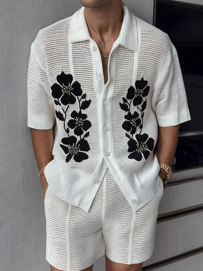 Modern Art Floral Knit Matching Set