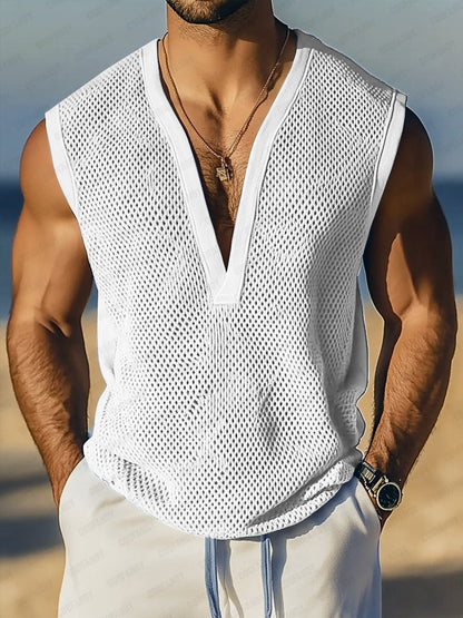 Stylish Hollow Mesh Sleeveless Top