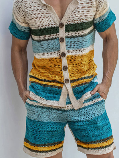 Resort Style Stripe Knit Casual Set