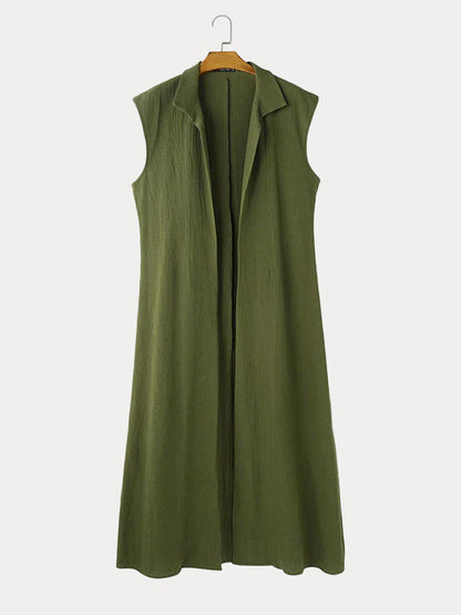 Stylish Stand Collar Cotton Long Cardigan
