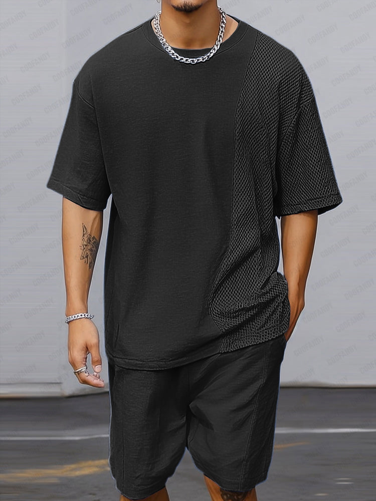 Casual Mesh Patchwork Sports Set