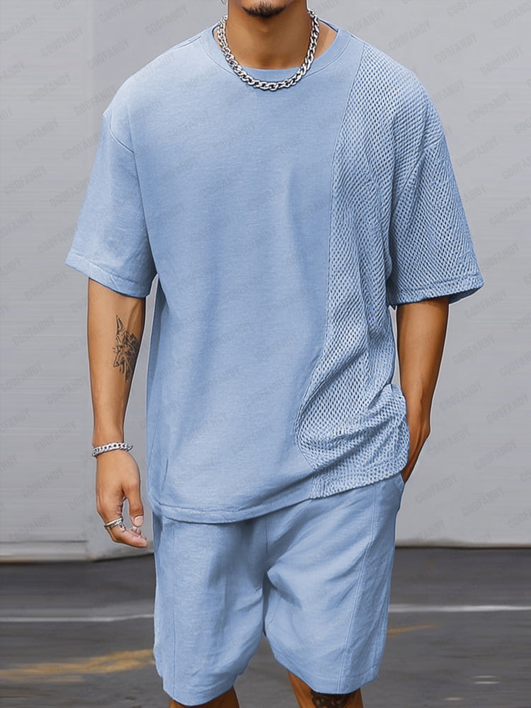 Casual Mesh Patchwork Sports Set