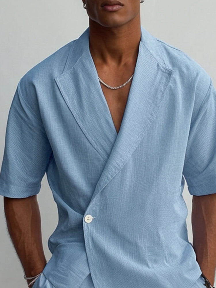 Stylish Linen Blend Shirt Shorts Set