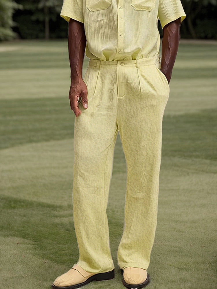 Effortless Daily Textured Shirt Pants Set