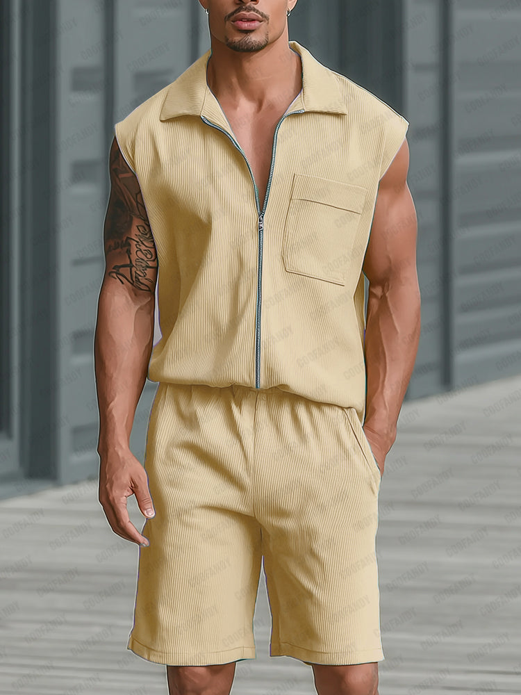 Quality Stripe Textured Matching Set