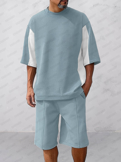 Athleisure Colorblock Patchwork T-Shirt Set