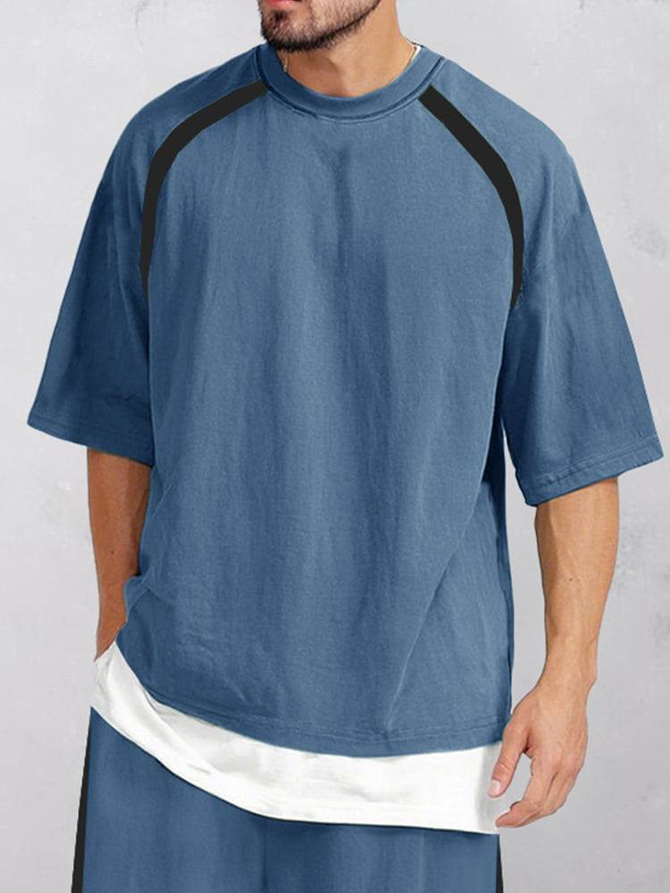 Casual Loose Fit Colorblock Summer Set