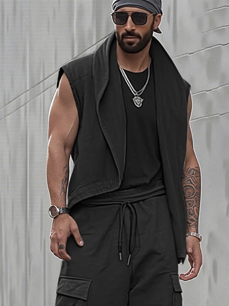 Unique Open Front Asymmetric Vest Pants Set
