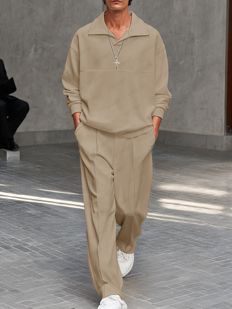 Casual Clean Style Sweatshirt Pants Set