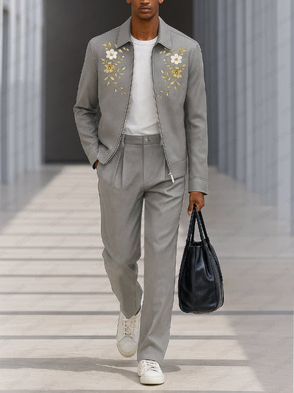 Quality Embroidered Jacket Pants Set