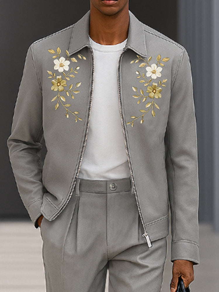 Quality Embroidered Jacket Pants Set