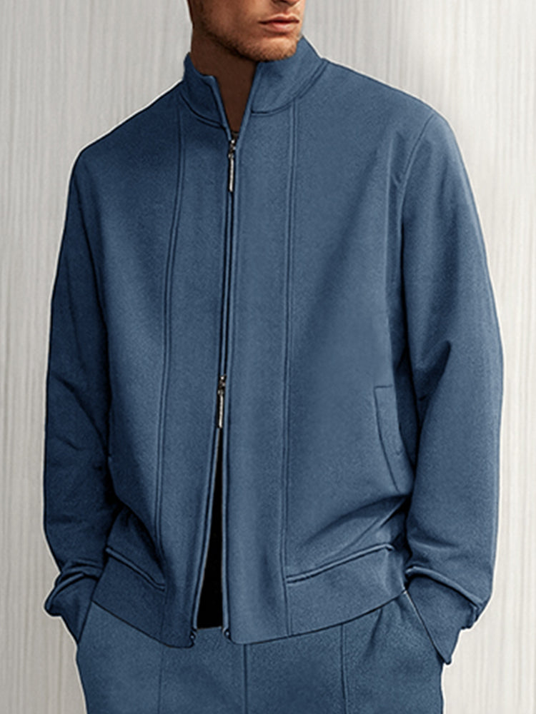 Leisure Two-Way Zipper Suede Jacket Set