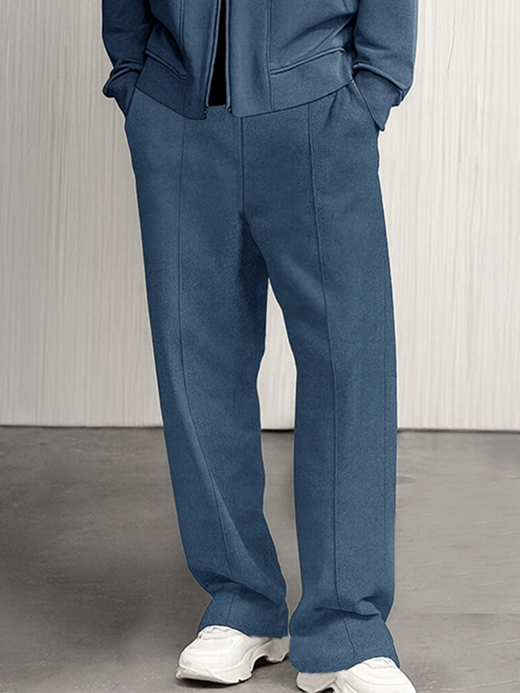 Leisure Two-Way Zipper Suede Jacket Set