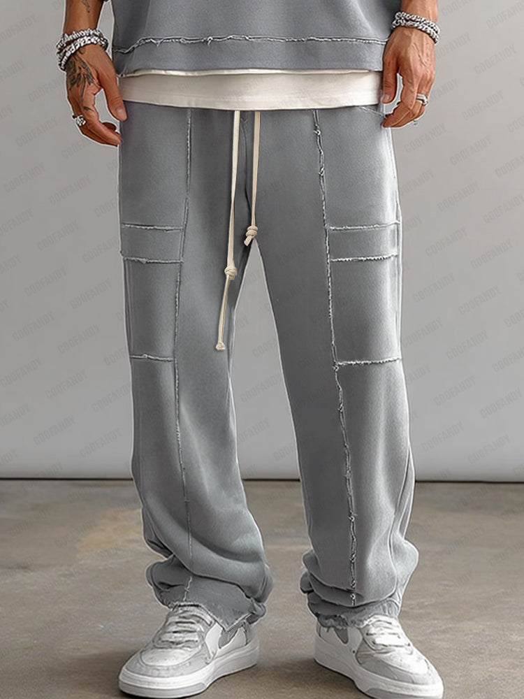 Casual Raw Edge Design Straight Pants