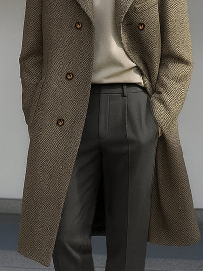 Vintage-Inspired Herringbone Coat