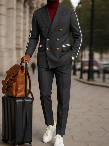 Modern Contrast Tape Business Suit Set