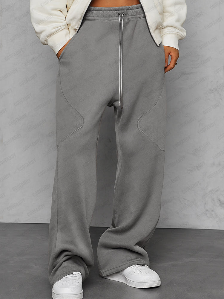 Suede Splicing Loose Fit Pants