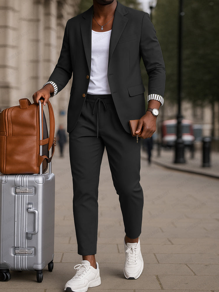 Timeless Striped Cuff Blazer Pants Set