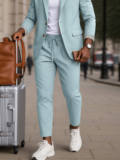 Timeless Striped Cuff Blazer Pants Set