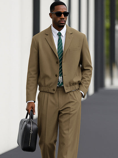 Casual Business Style Jacket Pants Set