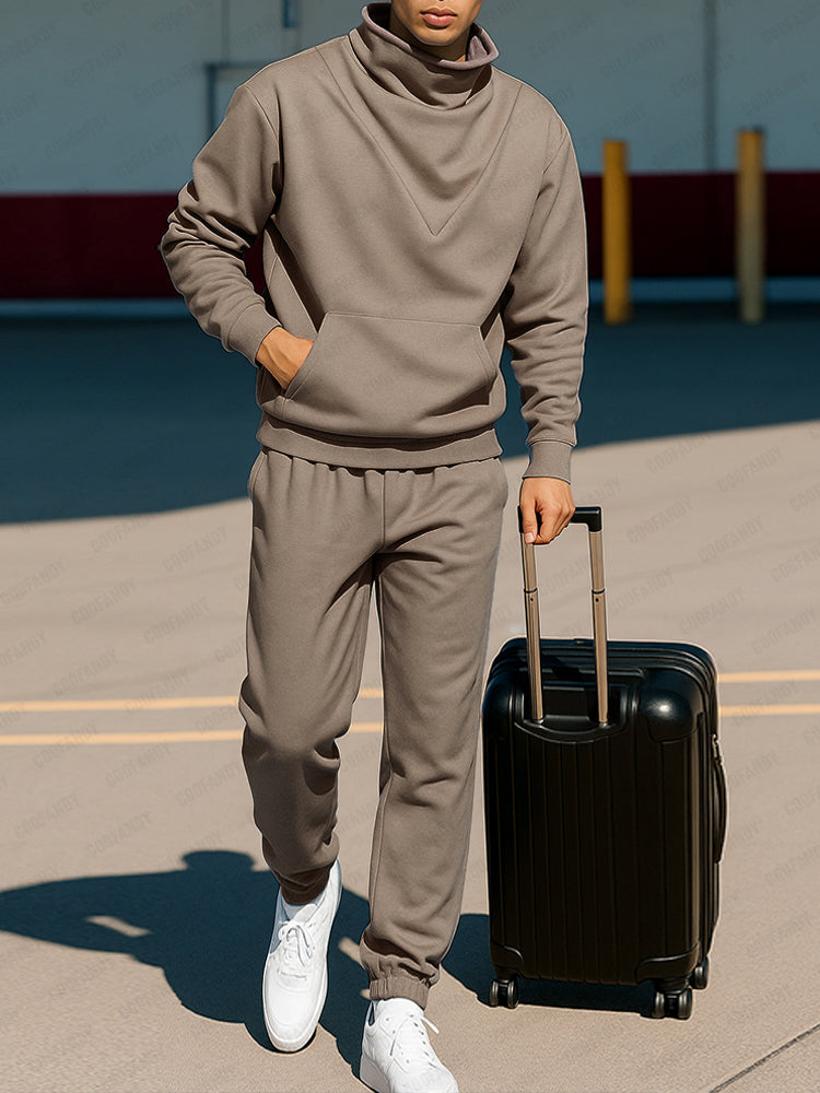 Stylish Cowl Neck Sweatshirt Jogger Set