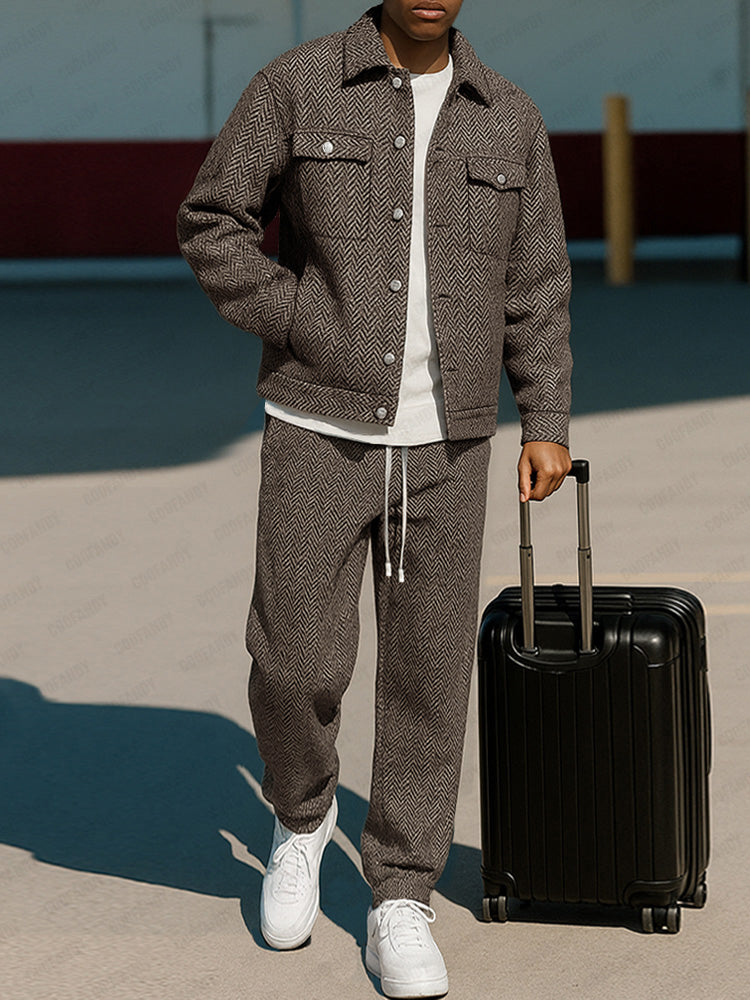 Vintage Herringbone Jacket Pants Set