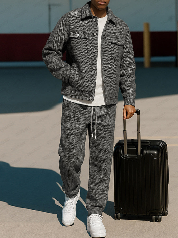 Vintage Herringbone Jacket Pants Set