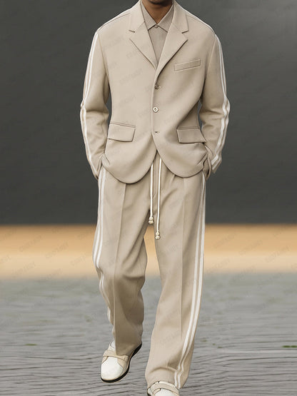 Modern Side Striped Blazer Suit Set