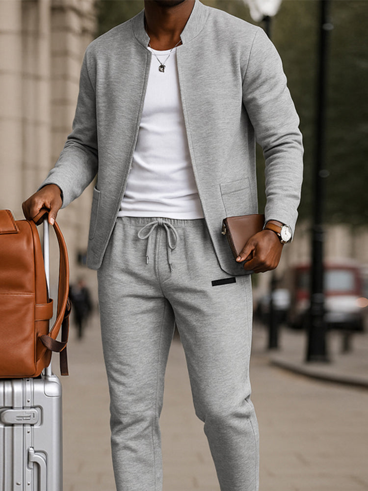 Versatile Open Front Jacket Pants Set