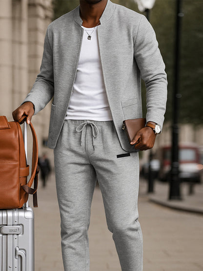 Versatile Open Front Jacket Pants Set