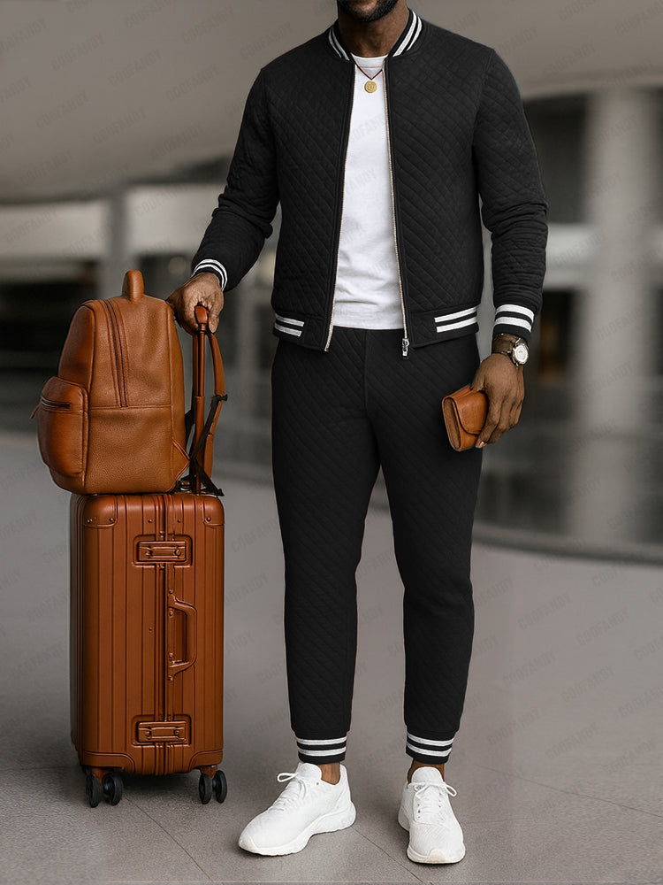 Smart Casual Plaid Textured Matching Set