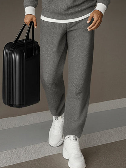 Sporty Contrast Trim Polo Sweatshirt Set