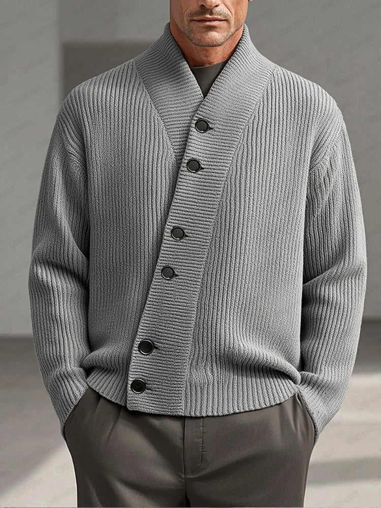 Modern Asymmetric Placket Knit Cardigan