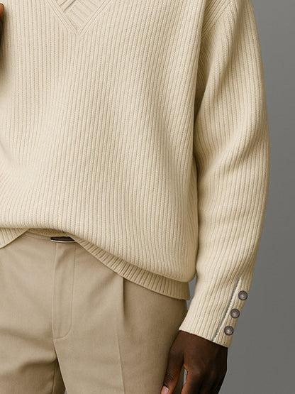 Versatile Basic V-Neck Pullover Sweater