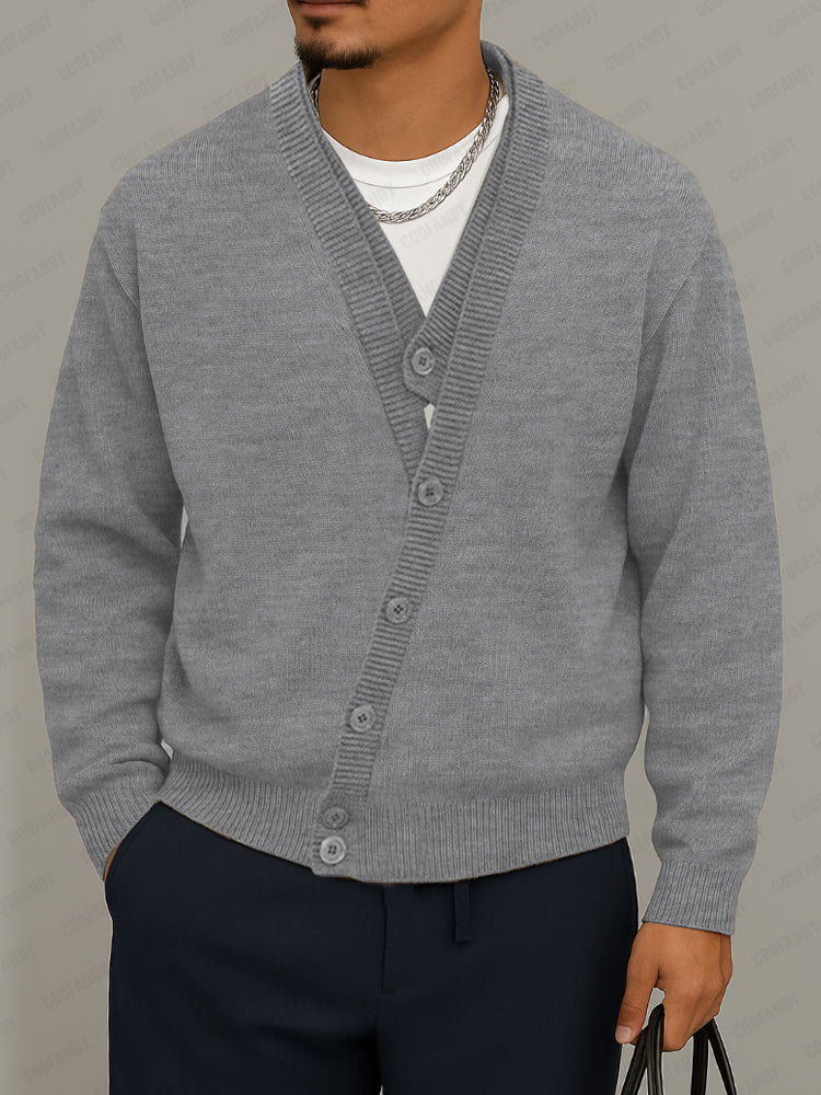 Casual Faux Button Front Pullover Sweater