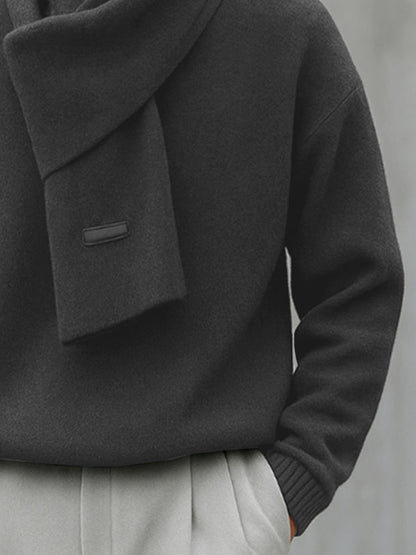 Essential Simple Knit Sweater and Scarf Set