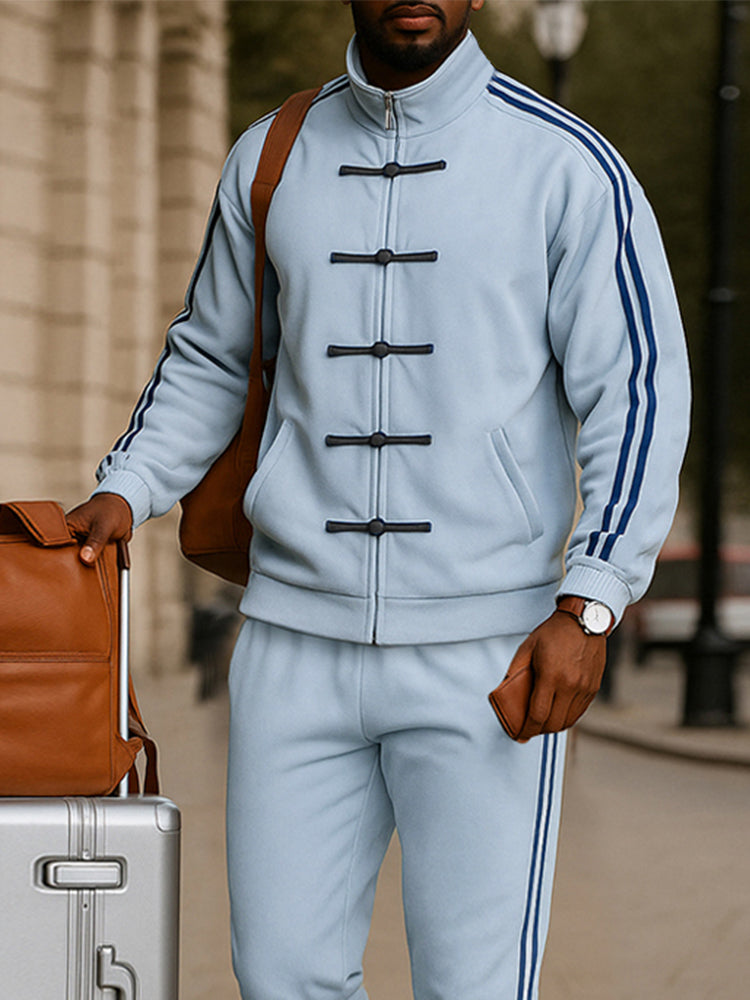 Athleisure Toggle Zip Dual Placket Jacket Set