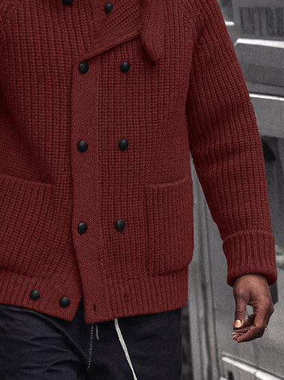 Casual Double Breasted Knit Cardigan