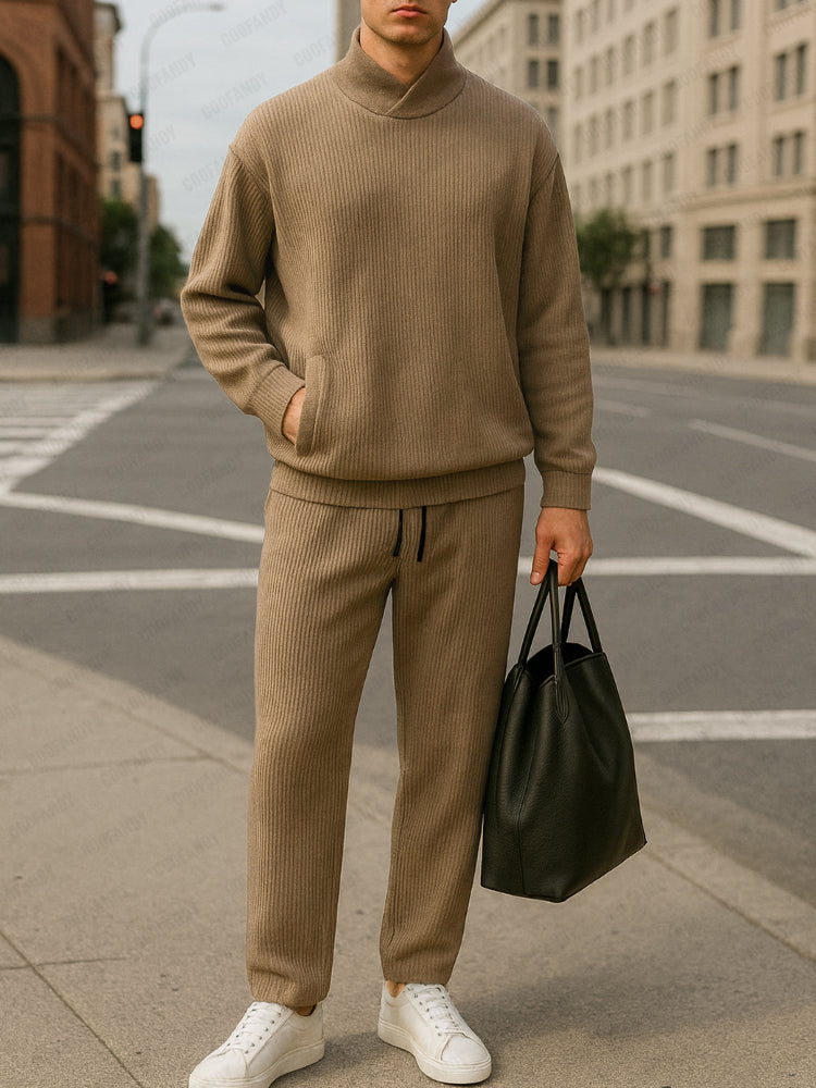 Sporty Knit Pit-Strip Matching Set
