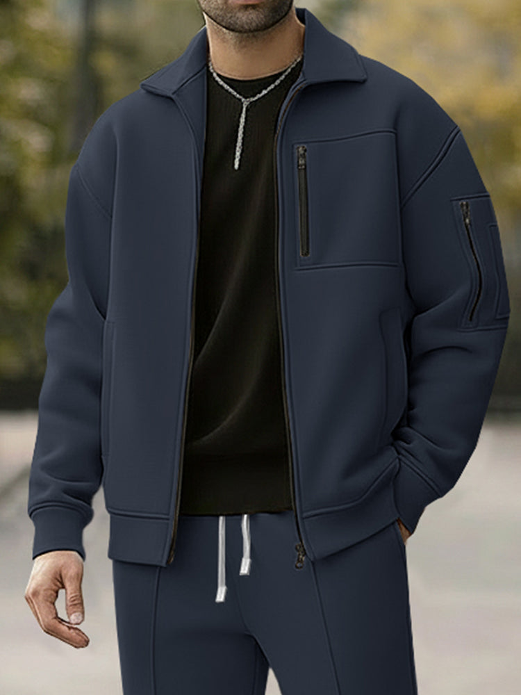 Utility Multi-Pocket Design Jacket Pants Set