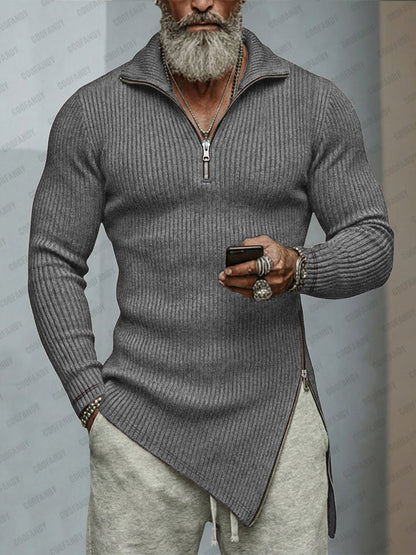Trendy Asymmetric Hem Elastic Knit Top