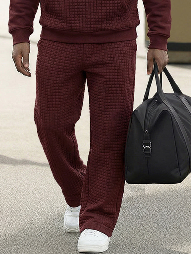 Casual Check Jacquard Sweatsuit Set