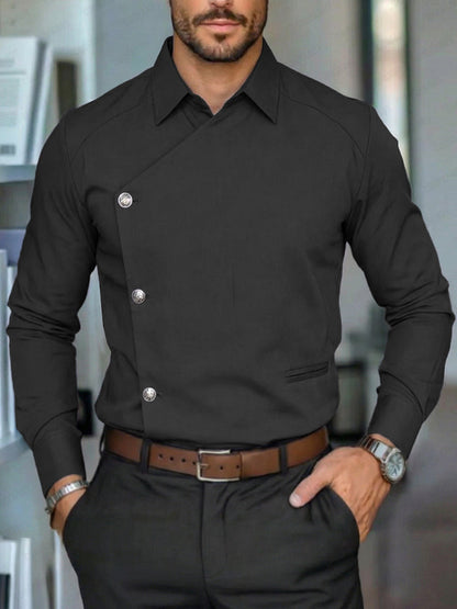 Unique Slant Placket Design Cotton Shirt