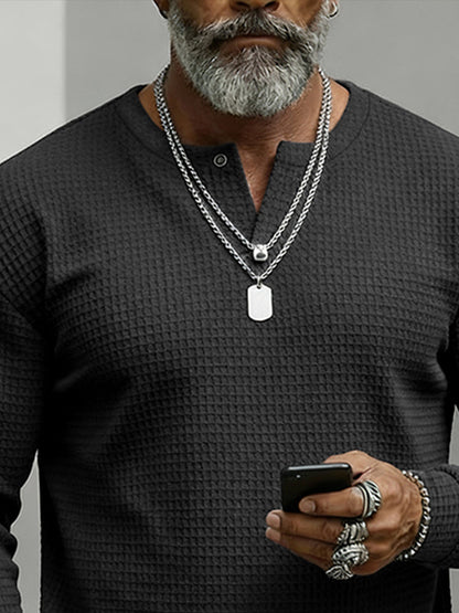 Casual Essentials Waffle Henley Shirt