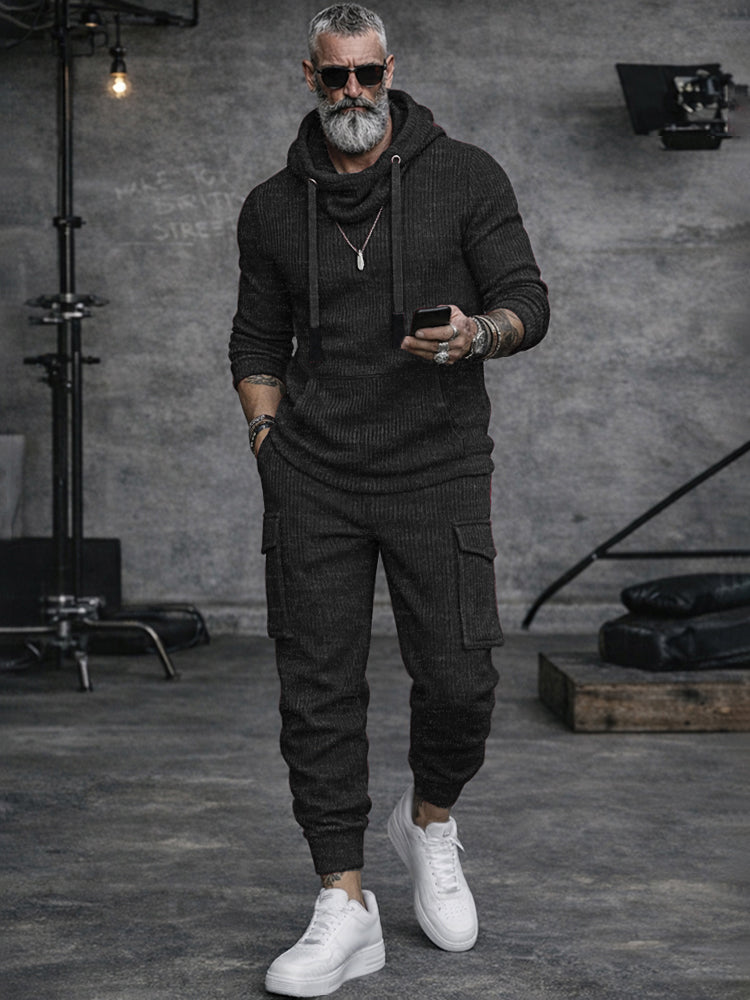 Sporty Cargo Style Knit Matching Set