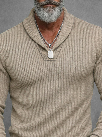 Comfortable Fit Shawl Collar Knit Top