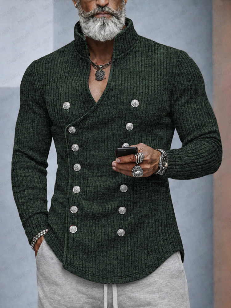 Stylish Double Breasted Knit Cardigan